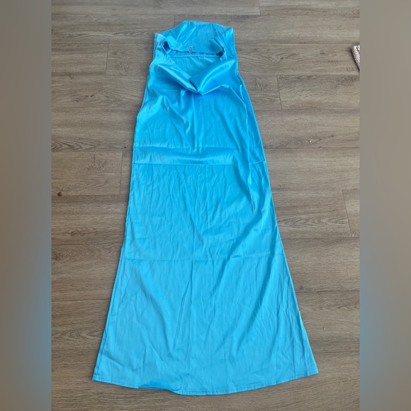 Blue Strapless Maxi Dress - Picture 4 of 4